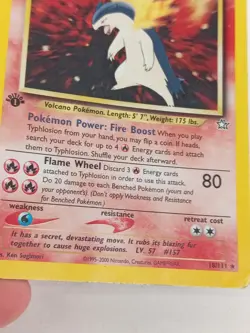 Pokemon TCG Rare Typhlosion Card 18/111 1st Edition Neo Genesis Holo In Sleeve - Image 5