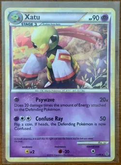 Pokemon Xatu 11/95 2010, Cracked Ice Holo, HeartGold SoulSilver Unleashed, LP - Image 1