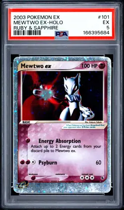 2003 POKEMON EX RUBY & SAPPHIRE #101 MEWTWO EX-HOLO PSA 5 - Image 1