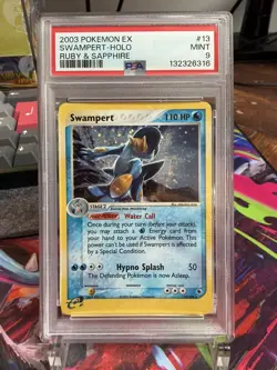 2003 POKEMON EX RUBY & SAPPHIRE #13 SWAMPERT-HOLO PSA 9 SWIRL - Image 1