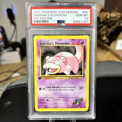 POP 77! 2000 POKEMON GYM HEROES 1ST EDITION SABRINA'S SLOWPOKE 95/132 PSA 10 - Image 2