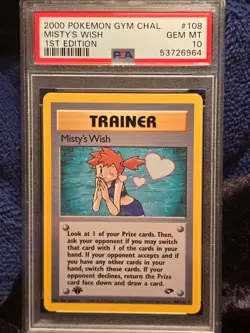 2000 Pokemon Gym Challenge #108 Misty's Wish 1st Edition PSA Gem Mt 10 - Image 1