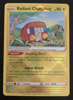 Radiant Charjabug 051/159 Crown Zenith Ultra Rare Holo Pokemon TCG Card NM - Image 1