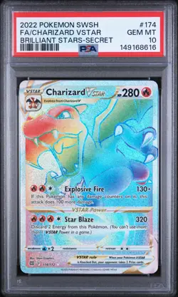 2022 POKEMON SWORD & SHIELD BRILLIANT STARS #174 FA/CHARIZARD VSTAR (PSA 10) - Image 1