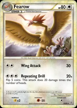 Fearow 15/95 HP Rare HGSS Unleashed Pokemon - Image 1