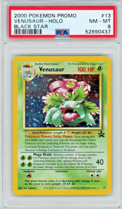 2000 Pokemon Promo Venusaur #13 Black Star Holo PSA 8 - Image 1