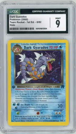 2000 Pokemon Team Rocket Dark Gyarados 8/82 Holo 1st Edition CGC 9 - Image 1