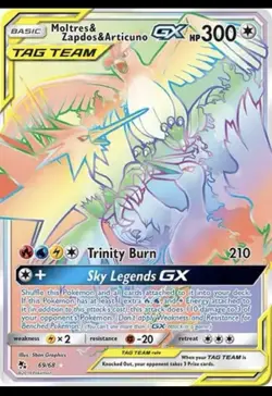 Pokemon TCG Moltres Zapdos Articuno GX 69/68 Hidden Fates Secret Rare - Image 1