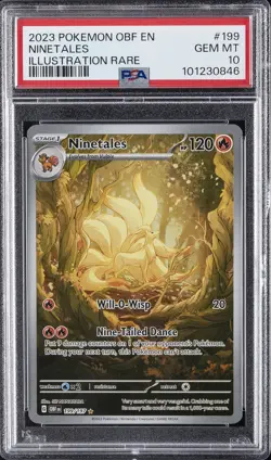 2023 POKEMON OBF EN-OBSIDIAN FLAMES ILLUSTRATION RARE #199 NINETALES PSA 10 - Image 1