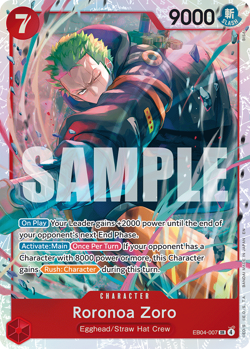 Roronoa Zoro EB04-007 SR Adventure on Kami's Island One Piece TCG Card - Image 1