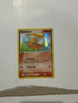 Pokemon TCG Charmander EX Crystal Guardians 48/100 Stamped Reverse Holo Damaged - Image 1