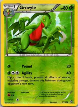Grovyle 7/160 Uncommon Primal Clash Pokemon Reverse Holo Lightly Played - Image 1
