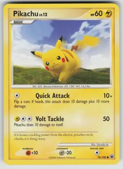Pikachu 70/100 Common Majestic Dawn Pokemon Reverse Holo Lightly Played - Image 1