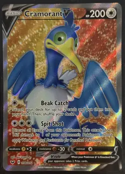 Cramorant V 198/202 Ultra Rare Sword & Shield Base Set NM Pokemon Card - Image 1