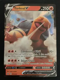 Torkoal V 024/202 Sword & Shield Base Ultra Rare Holo Pokemon TCG Card NM - Image 1