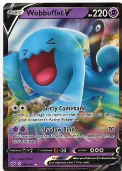 Wobbuffet V 086/202 Sword & Shield Base Set Ultra Rare Holo Pokemon Card NM - Image 1