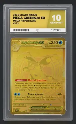 Pokemon TCG Mega Greninja EX 122/086 Chaos Rising Mega Hyper Rare Ace 10 G/M - Image 1