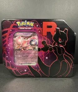Pokemon TCG Team Rocket Mewtwo Tin Box 2025 5 Booster Packs Promo Card - Image 1