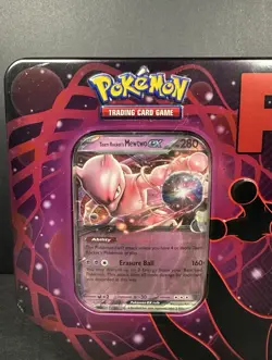 Pokemon TCG Team Rocket Mewtwo Tin Box 2025 5 Booster Packs Promo Card - Image 2