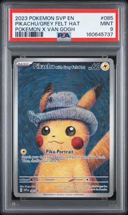 2023 POKEMON SVP EN-SV BLACK STAR PROMO #085 PIKACHU WITH GREY FELT HAT PSA 9 - Image 1