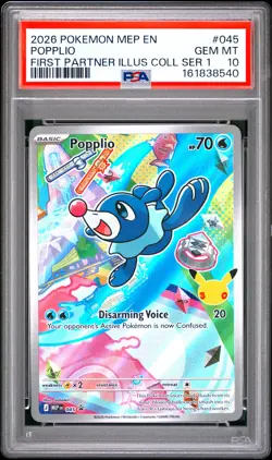 2026 POKEMON MEP EN-ME BLACK STAR PROMO #045 POPPLIO PSA 10 - Image 1