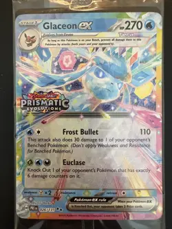 Glaceon EX Prismatic Evolutions Stamped Promo Card 026/131 Surprise Box Sealed - Image 1