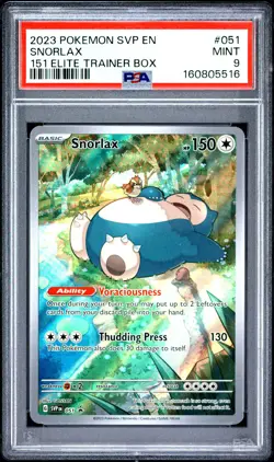 SNORLAX 051 151 ELITE TRAINER BOX SV BLACK STAR PROMO POKEMON PSA 9 - Image 1