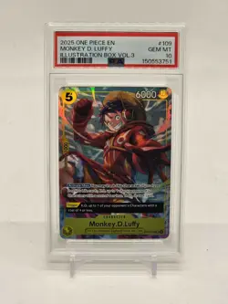 2025 ONE PIECE PROMOS #109 MONKEY D. LUFFY ILLUSTRATION BOX VOL. 3 PSA 10 - Image 1