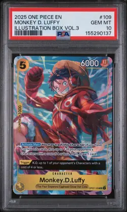 2025 ONE PIECE PROMOS ILLUSTRATION BOX VOL.3 #109 MONKEY D. LUFFY PSA 10 - Image 1
