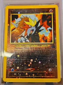2001 Pokemon Game Entei Rev Foil Pokemon Movie Promo Black Star #34 PSA 5 Swirl - Image 2