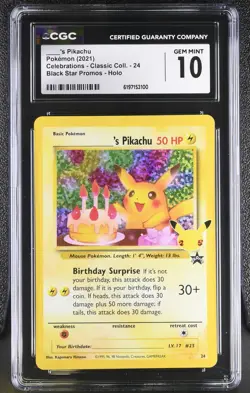 2021 POKEMON ____'S PIKACHU BLACK STAR PROMOS HOLO 24 CGC 10 GEM MINT - Image 1