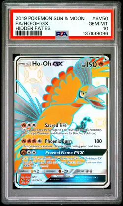 2019 POKEMON SUN & MOON HIDDEN FATES #SV50 FULL ART/HO-OH GX PSA 10 - Image 1
