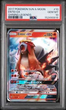 ENTEI GX #10 PSA 10 2017 Pokemon Sun & Moon Shining Legends GEM MINT 10/73 - Image 1