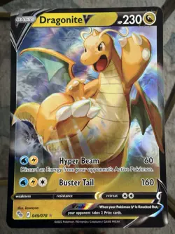 Pokemon Go TCG Dragonite v Holo Card 049/078 Rare - Image 1