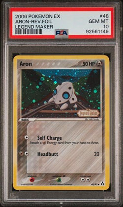 Pokemon TCG Aron EX Legend Maker Reverse Holo 48/92 PSA 10 2006 RARE - Image 1