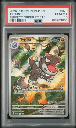 2026 POKEMON PERFECT ORDER POKEMON CENTER ETB PROMO #070 TYRUNT PSA 10 - Image 1