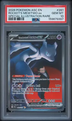 2026 POKEMON ASC EN-ASCENDED HEROES #281 TEAM ROCKET'S MEWTWO EX PSA 10 - Image 1