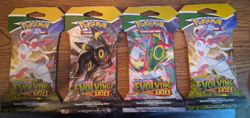 4 Sleeved Booster Pack Lot Pokemon EVOLVING SKIES 3 Art Works Factory Sealed - Image 1