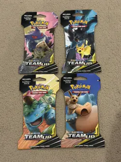 Pokemon TCG Sun And Moon Team Up Sleeved Booster Pack Art Set - Lot of 4x - Image 1