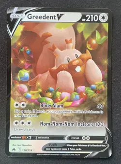 Greedent V 120/159 Crown Zenith Ultra Rare Holo Pokemon TCG Card NM - Image 1