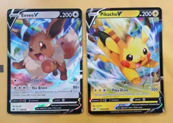 Pikachu V & Eevee V SWSH285 108/159 Ultra Rare Holo Pokemon TCG Crown Zenith NM - Image 1
