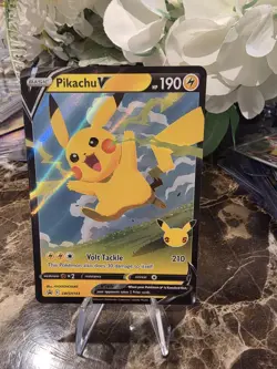 Pikachu V Celebrations SWSH143 Black Star Promo Holo Pokemon TCG English Card - Image 1