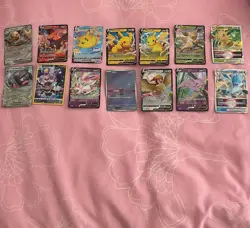 Nintendo Pokemon TCG 14-Card Lot English Holo Full Art Pikachu V Leafeon VMAX - Image 1