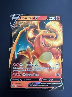 Pokemon TCG Charizard v Crown Zenith Holo Card 017/172 - Image 1