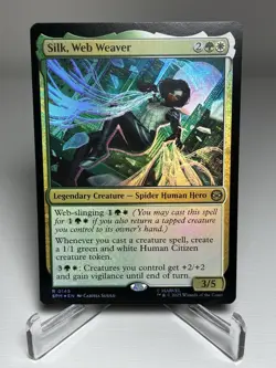 2025 MTG Spiderman Silk, Web Weaver Foil Legendary Creature - Image 1