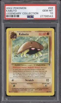 2002 Pokemon Legendary Collection # 8 Kabuto PSA 10 Card GEM MINT - Image 1