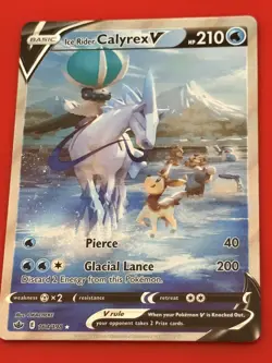 Pokemon TCG Card Ice Rider Calyrex V 164/198 Chilling Reign Alt Art - NM OC - Image 1