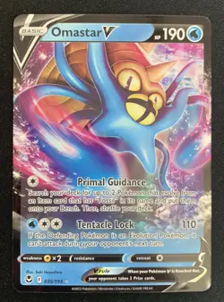 Omastar V 035/195 Silver Tempest Ultra Rare Holo Pokemon TCG Card NM - Image 1