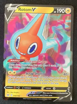 Rotom V 058/196 Lost Origin Ultra Rare Holo Pokemon TCG Card NM - Image 1
