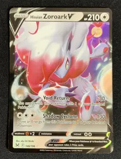 Hisuian Zoroark V 146/196 Lost Origin Ultra Rare Holo Pokemon TCG Card NM - Image 1